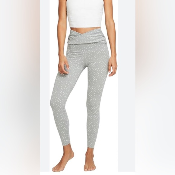 Nike Yoga Dots Twist 7/8 Capri leggings cross waist‎ gray high waist Med - Picture 1 of 9